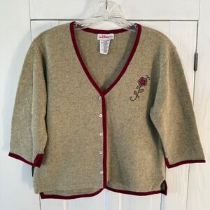 VTG Disney Store Winnie the Pooh Eeyore Embroidered Wool Cardigan Women's Size S